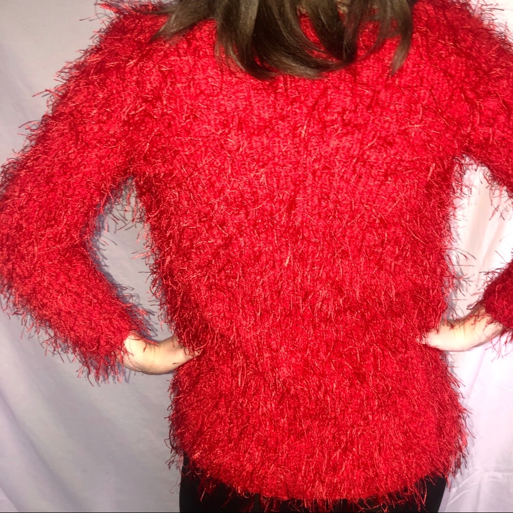 Fuzzy Red Cardigan - Picture 3 of 3